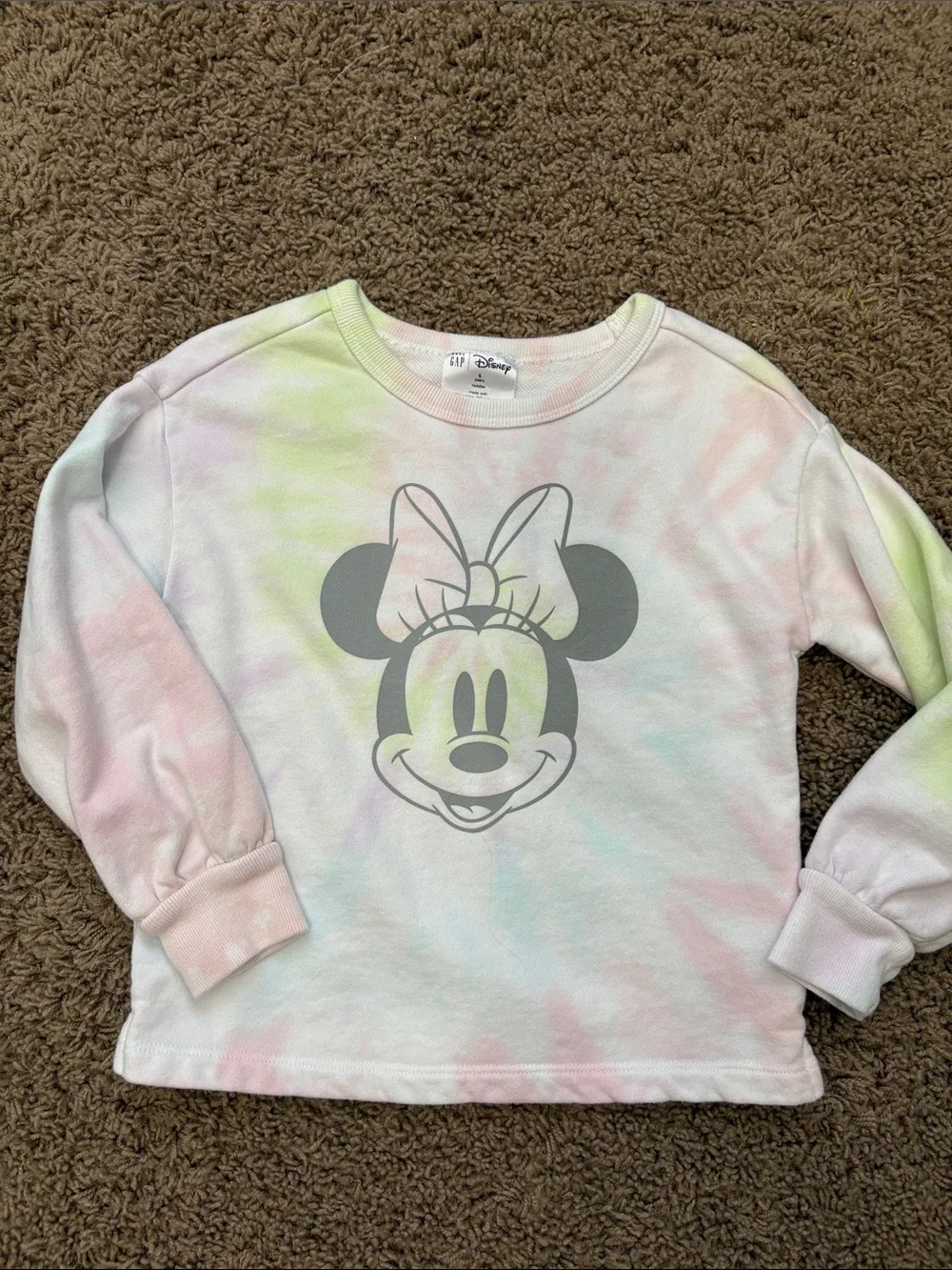 GAP Girls' Pastel Tie-Dye Minnie Mouse Sweatshirt - Pink Green Blue
